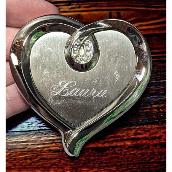 Things Remembered Silver Heart Compact Mirror - Picture 1 of 8